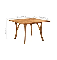 vidaXL Patio Table 47.2"x47.2"x29.5" Solid Acacia Wood