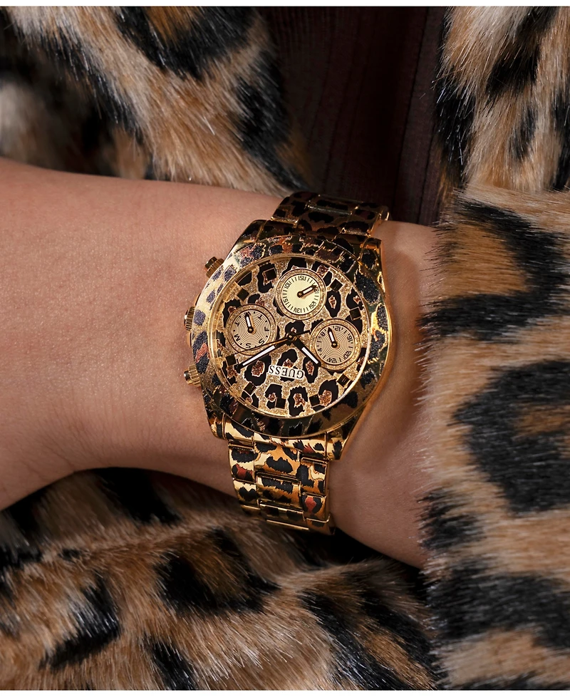 Guess Women's Multi- Function Leopard Steel Watch 38mm