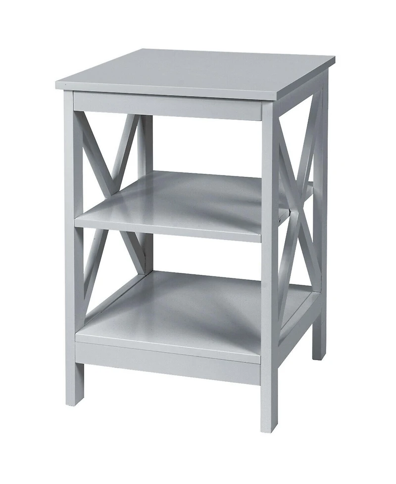 Gymax 3-Tier Nightstand End Table X Design Storage Display Shelf Living Room Grey
