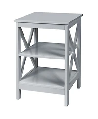 Gymax 3-Tier Nightstand End Table X Design Storage Display Shelf Living Room Grey