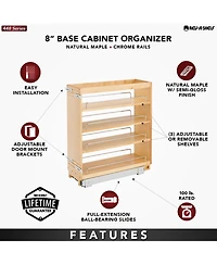 Rev-a-Shelf 8" Pullout Kitchen Cabinet Organizer Pantry Spice Rack, 448-bc-8C