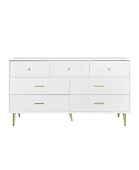 Modern Chest of Drawers – 7-Drawer Dresser with Golden Handles & Legs, Stylish Storage for Bedroom