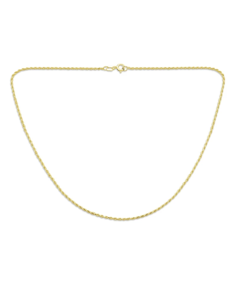 Bling Jewelry 2MM 030 Gauge Strong Gold Plated Sterling Silver Rope Link Chain Necklace 16 20 24 Inch
