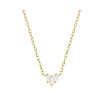 Hollywood Sensation 18K Gold Plated Sterling Silver Necklace with Three Emerald Cut Cubic Zirconia Stones