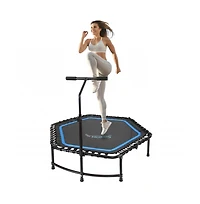 SereneLife Training & Fitness Gym Trampoline with Adjustable Handrail - Hexagonal