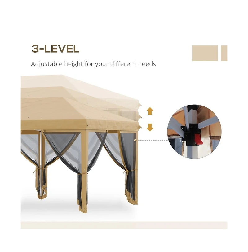 Slickblue 10' x 20' Pop-Up Canopy Party Tent with Netting for Bug-Free Events