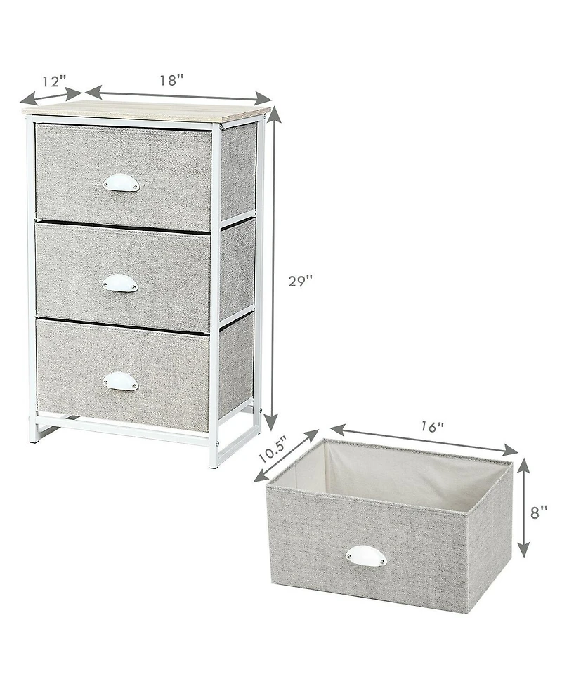 Gymax 3 Drawer Nightstand Side Table Storage Tower Dresser Chest Home Office Furniture