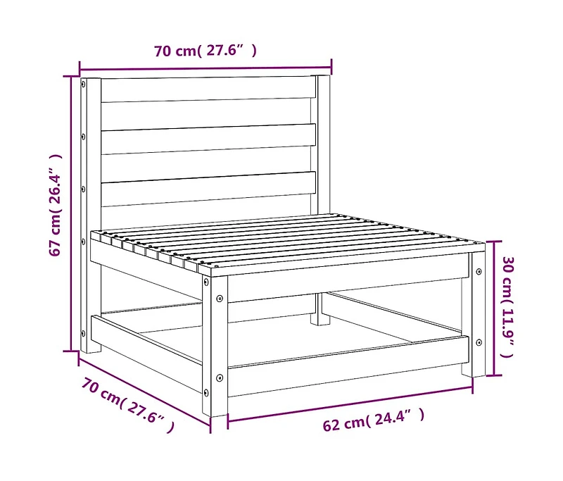 vidaXL Patio Middle Sofas 3 pcs Honey Brown Solid Pinewood