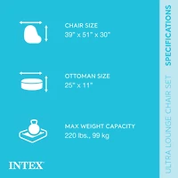Intex Inflatable Ultra Lounge Chair With Cup Holder And Ottoman Set ( Pack