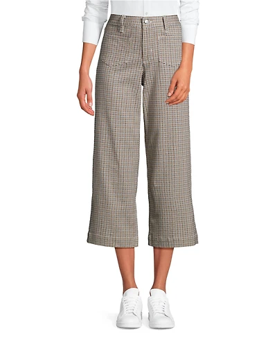 Lands' End Women's Printed Twill High Rise 5 Pocket Wide Leg Crop Pants