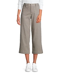 Lands' End Women's Printed Twill High Rise 5 Pocket Wide Leg Crop Pants