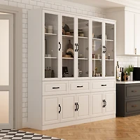 Famapy 12-Shelf White Wood Standard Bookcase With Adjustable Shelves Drawer