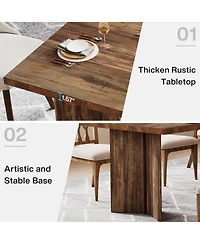 Tribesigns 63-inch Dining Table for 4-6, Farmhouse Kitchen with Large Tabletop, Rectangular Dinner Eating