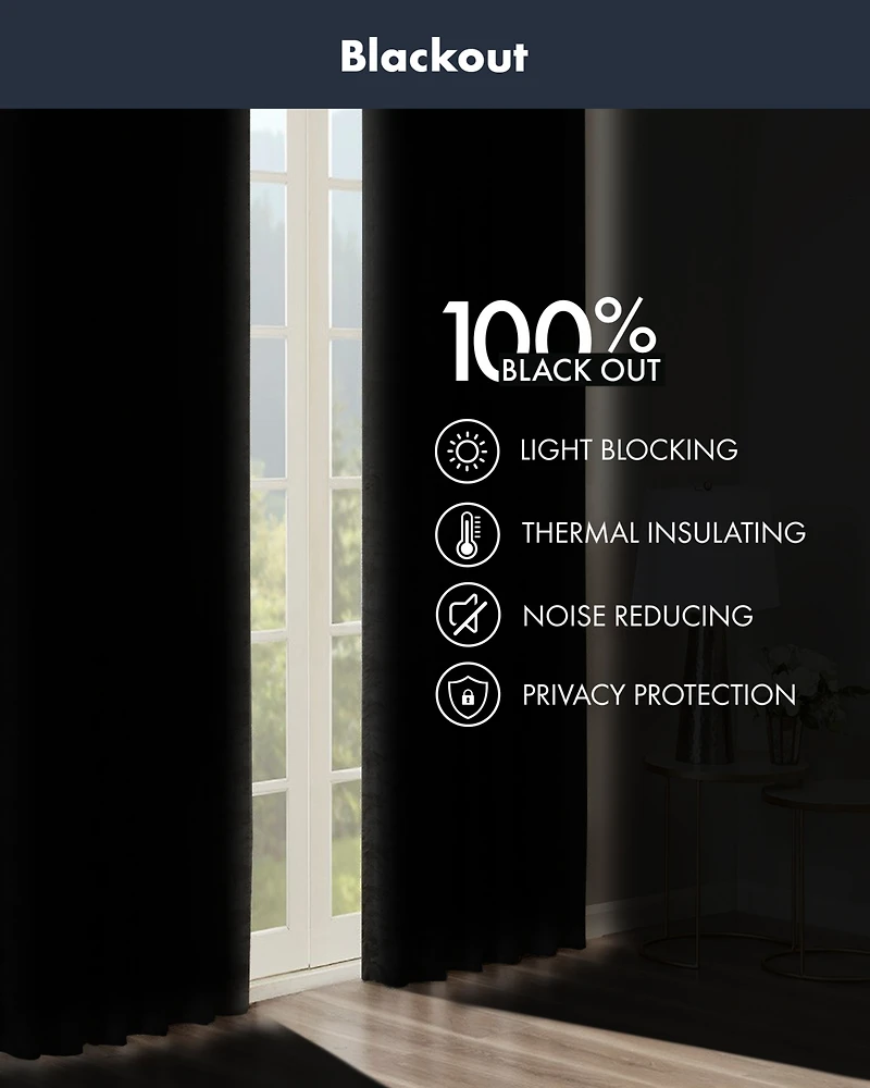 SunSmart Amelia Knitted Jacquard Paisley Total Blackout Grommet Top Curtain Panel, Single Curtain with Privacy Lining for Bedroom and Living Room