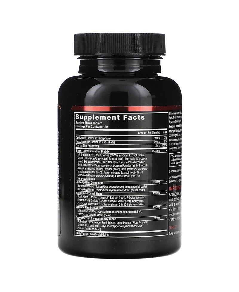 Force Factor Score! Xxl Nitric Oxide Booster Supplement for Men with L-Citrulline, Black