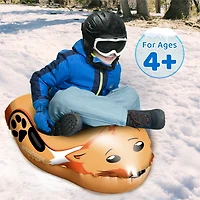 Winter Single Rider Snow Tube, 44" Inflatable Animal Sled, Outdoor Toys with Two Handle