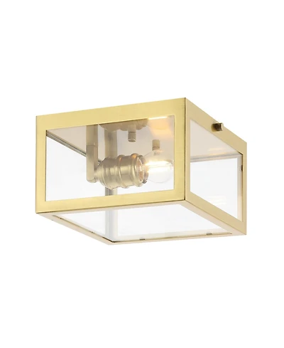 Jonathan Y Eleanor 8" 1-Light Farmhouse Industrial Square Iron/Glass Case Led Flush Mount