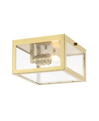 Jonathan Y Eleanor 8" 1-Light Farmhouse Industrial Square Iron/Glass Case Led Flush Mount