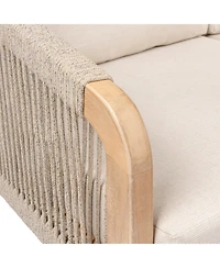Jonathan Y Arwen Modern Bohemian Roped Acacia Wood Outdoor Loveseat with Cushions