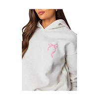 Edikted Womens Sasha Bow Detail Hoodie