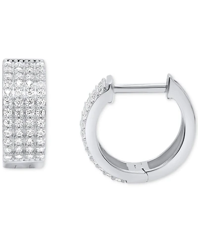 Diamond Four Row Huggie Hoop Earrings (1/2 ct. t.w.) in Sterling Silver