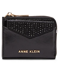 Ak 2 piece envelope flap curved wallet with rhinestones