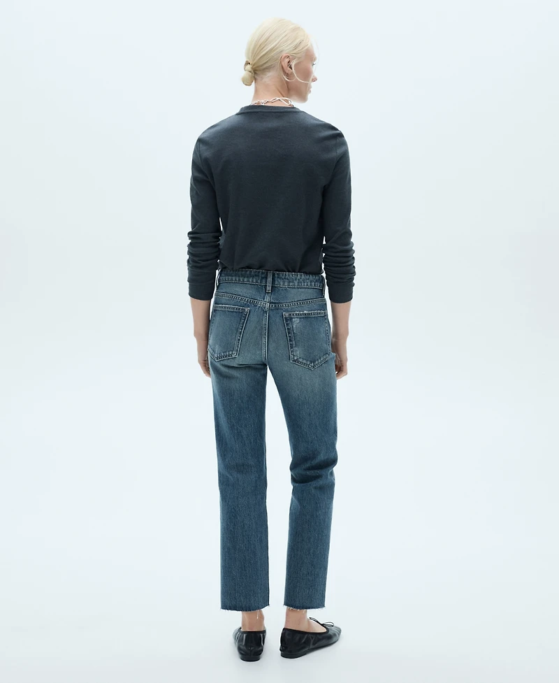 Mango Women's Blanca Straight-Fit Cropped Jeans