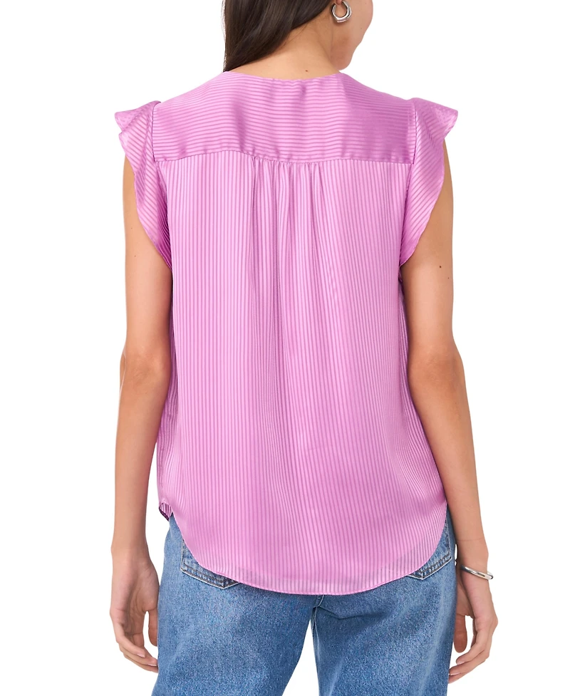 Vince Camuto Women's Shadow-Striped Flutter-Sleeve Top