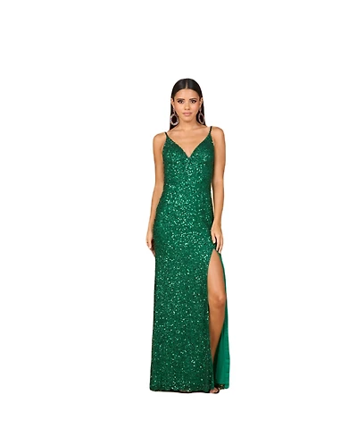 Lara Women's Beaded v-neck dress with slit