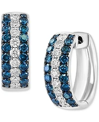 Effy Blue Diamond (5/8 ct. t.w.) & White Diamond (1/3 ct. t.w.) Huggie Hoop Earrings in 14k White Gold