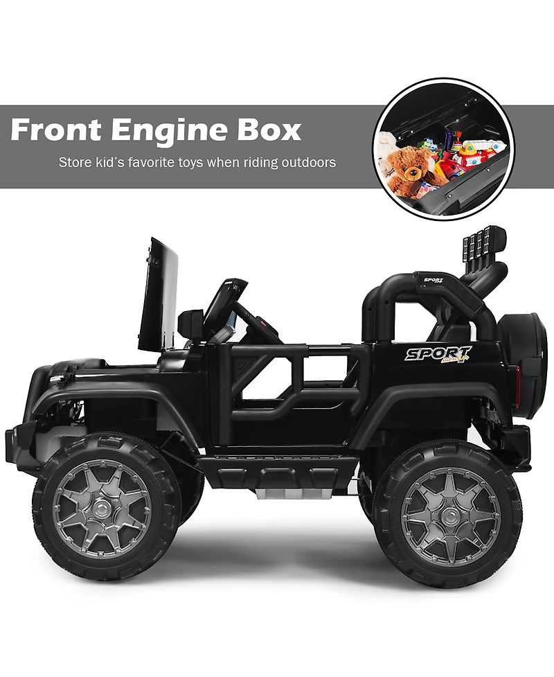 12V Kids Ride On Car 2 Seater Truck Rc Electric Vehicles w/ Storage Room