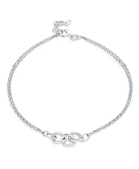 Bling Jewelry Double Chain Love Two Interlocking Urban Trio Chain Link Anklet Ankle Bracelet .925 Sterling Silver Adjustable 9 -10 Inch