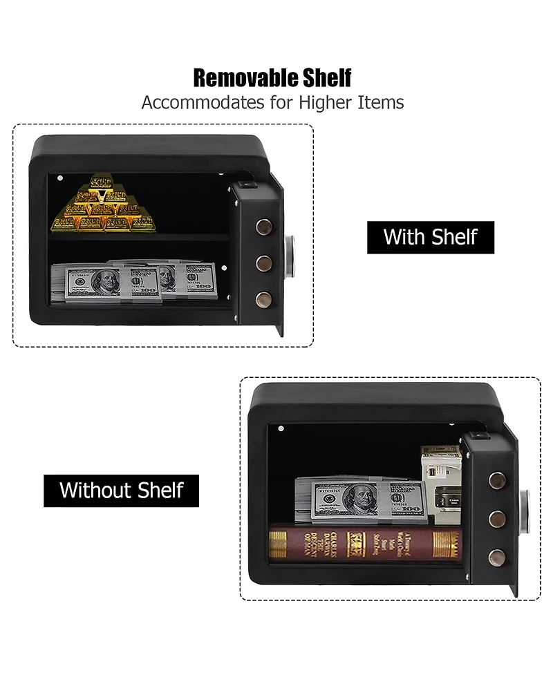 Fingerprint Safe Box Security Box w/Inner Led Light Store Cash Jewelry Guns