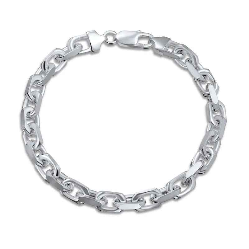 Bling Jewelry 10MM Thick Solid Heavy Sterling Silver Anchor Oval Forzata Chain Link Bracelet 8.5 Inch