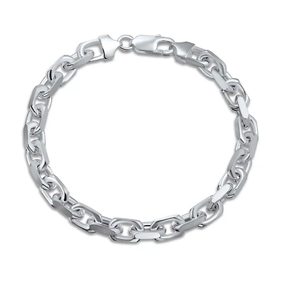 Bling Jewelry 10MM Thick Solid Heavy Sterling Silver Anchor Oval Forzata Chain Link Bracelet 8.5 Inch
