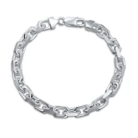 Bling Jewelry 10MM Thick Solid Heavy Sterling Silver Anchor Oval Forzata Chain Link Bracelet 8.5 Inch