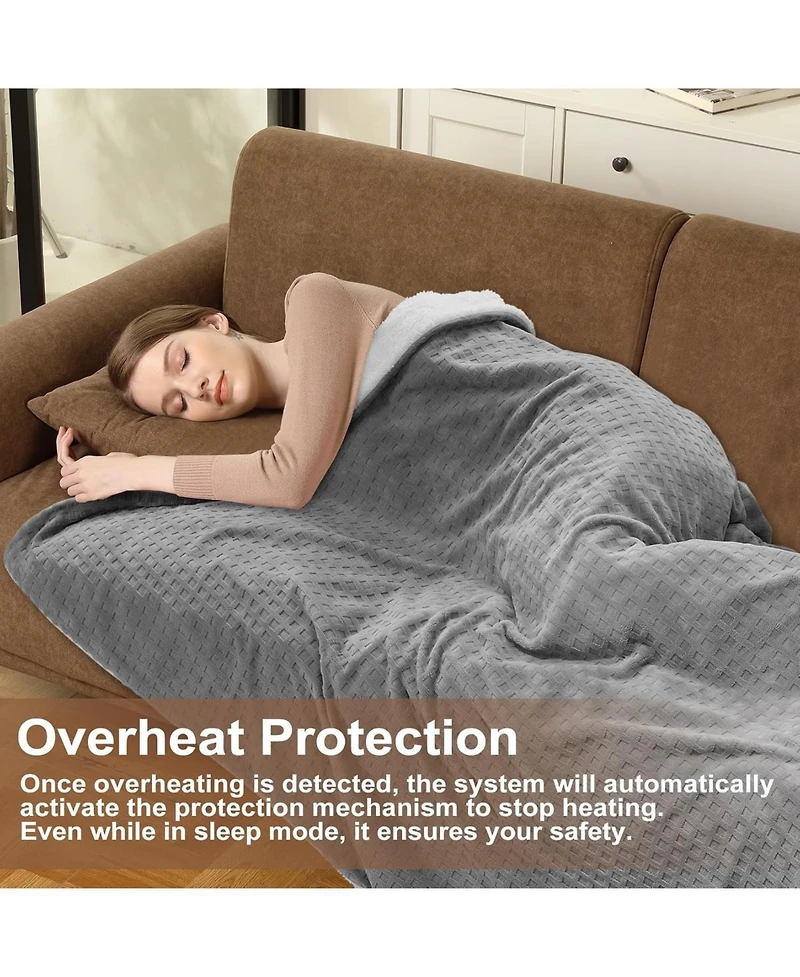 Caromio Queen Waffle Sherpa Electric Heated Blanket with Dual Control, 84" x 90"