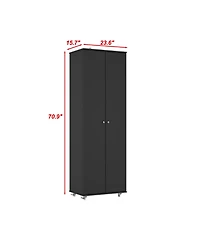 Famapy White Wood Bookcase with adjustable Shelves, 2 door