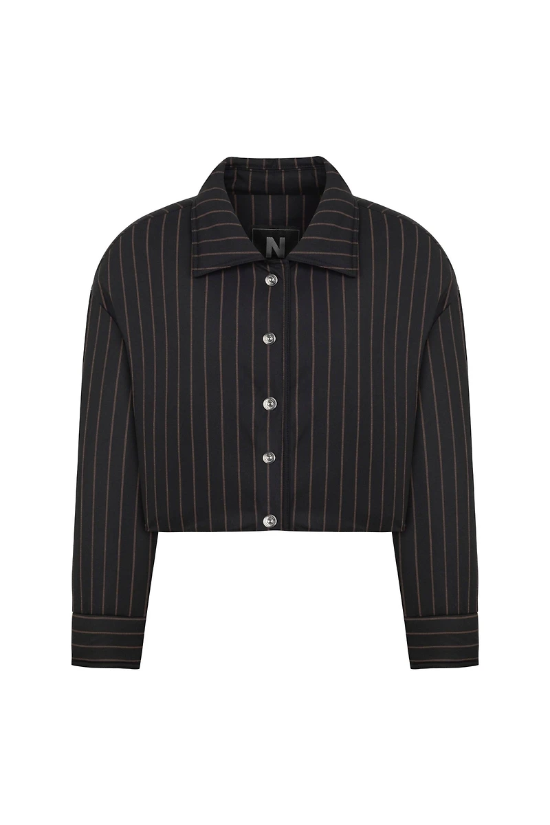 Nocturne Women's Striped Padded Shoulder Jacket