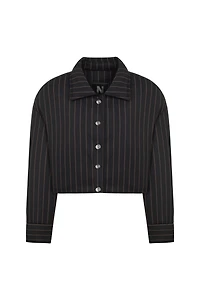 Nocturne Women's Striped Padded Shoulder Jacket