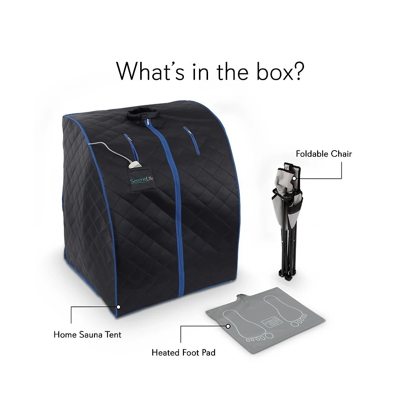 SereneLife Personal Detox Home Sauna With Foldable Chair and Heated Foot Pad