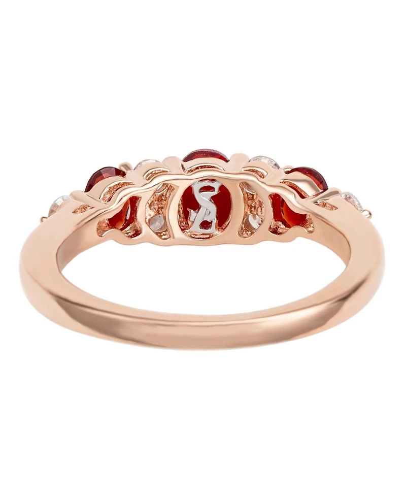 Suzy Levian Rose Sterling Silver Red White Cubic Zirconia Graduating Ring