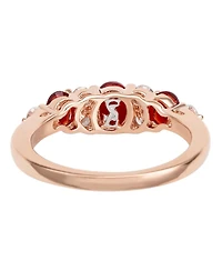Suzy Levian Rose Sterling Silver Red White Cubic Zirconia Graduating Ring