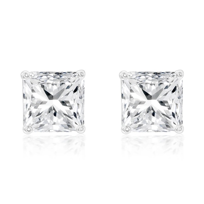 Suzy Levian Sterling Silver Asscher-Cut Cubic Zirconia 8mm 4 cttw Stud Earrings