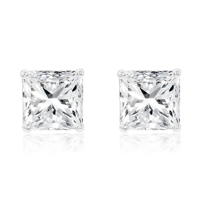Suzy Levian Sterling Silver Asscher-Cut Cubic Zirconia 8mm 4 cttw Stud Earrings