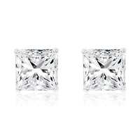Suzy Levian Sterling Silver Asscher-Cut Cubic Zirconia 8mm 4 cttw Stud Earrings