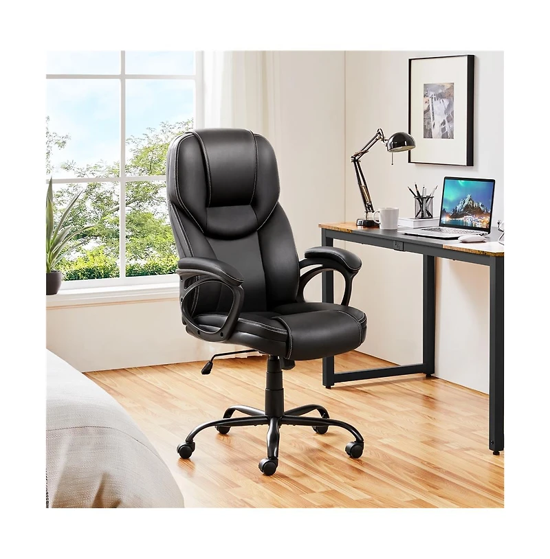 Yaheetech Faux Leather Executive Office Chair Computer Desk