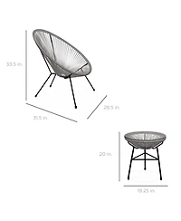 Best Choice Products 3-Piece All-Weather Patio Acapulco Bistro Furniture Set w/ Rope, Glass Top Table