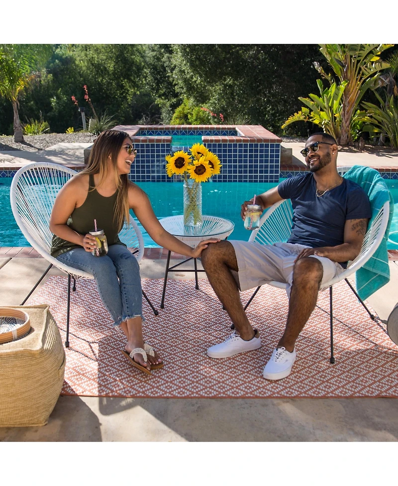 Best Choice Products 3-Piece All-Weather Patio Acapulco Bistro Furniture Set w/ Rope, Glass Top Table