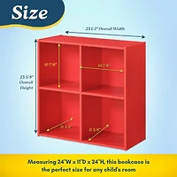 Kings Brand Furniture George 4-Cube Children's Bookcase, Kids Toy Storage Shelf Organizer for Playroom, Bedroom, Nursery School